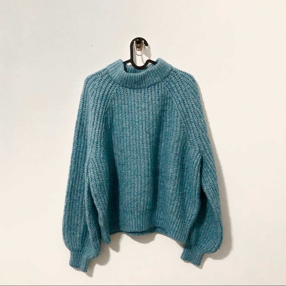 Chunky Knit Sweater Mock Neck Cozy Thick